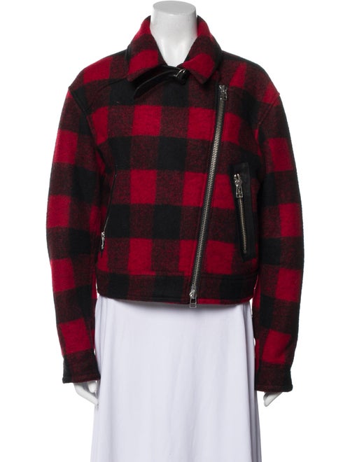 Veronica Beard Plaid Print Biker Jacket