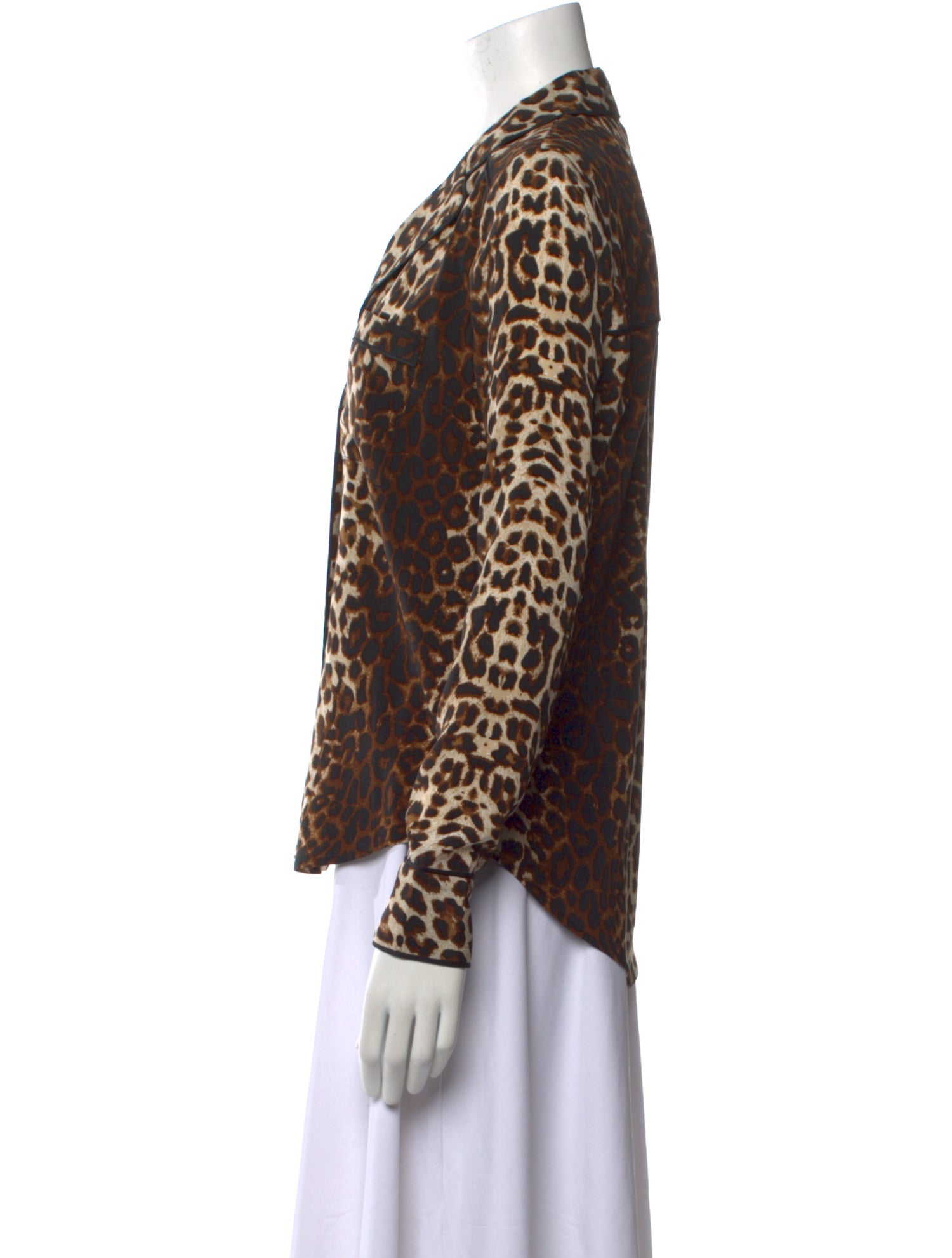 Veronica Beard Silk Animal Print Button-Up Top