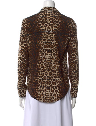 Veronica Beard Silk Animal Print Button-Up Top