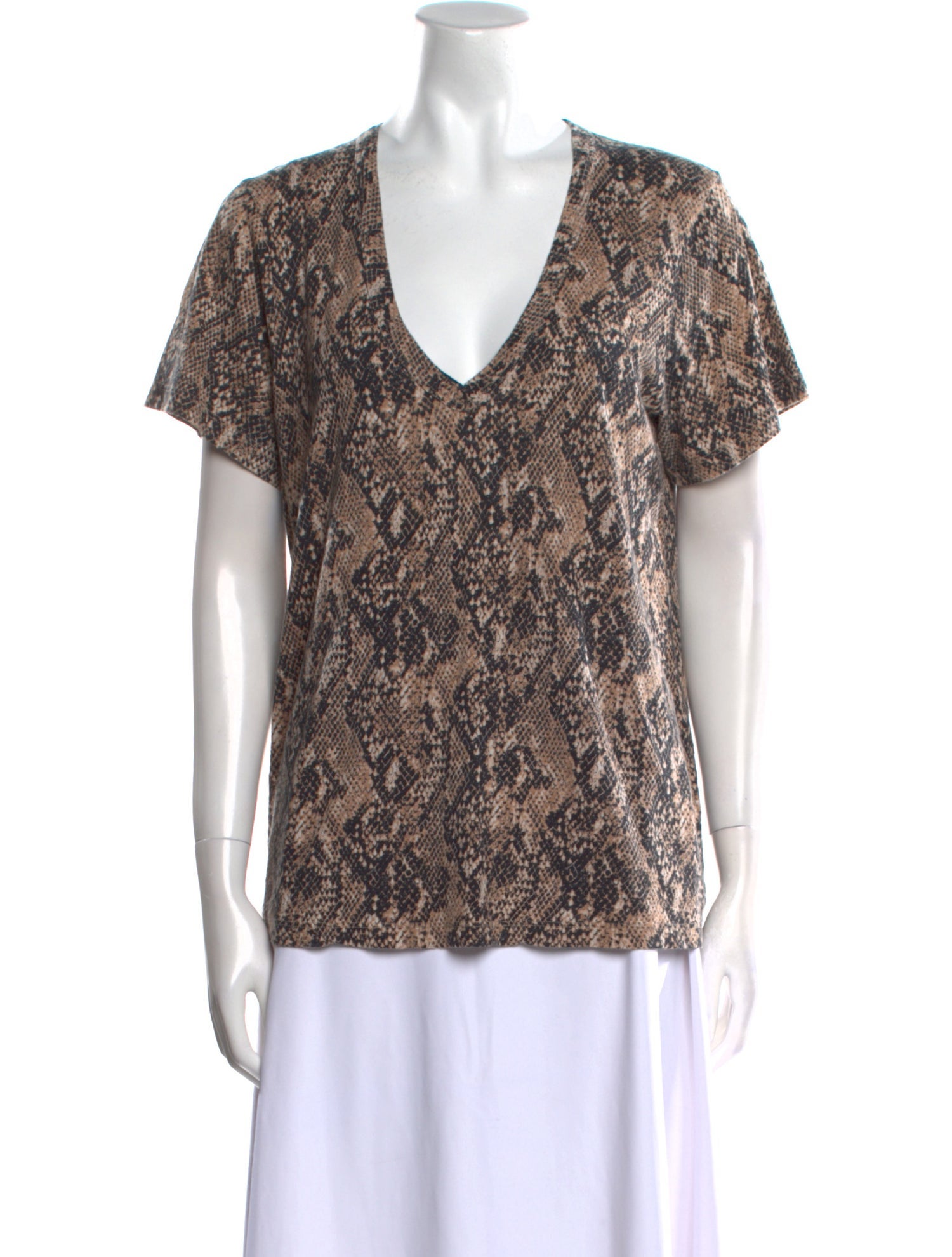 Veronica Beard Animal Print V-Neck T-Shirt