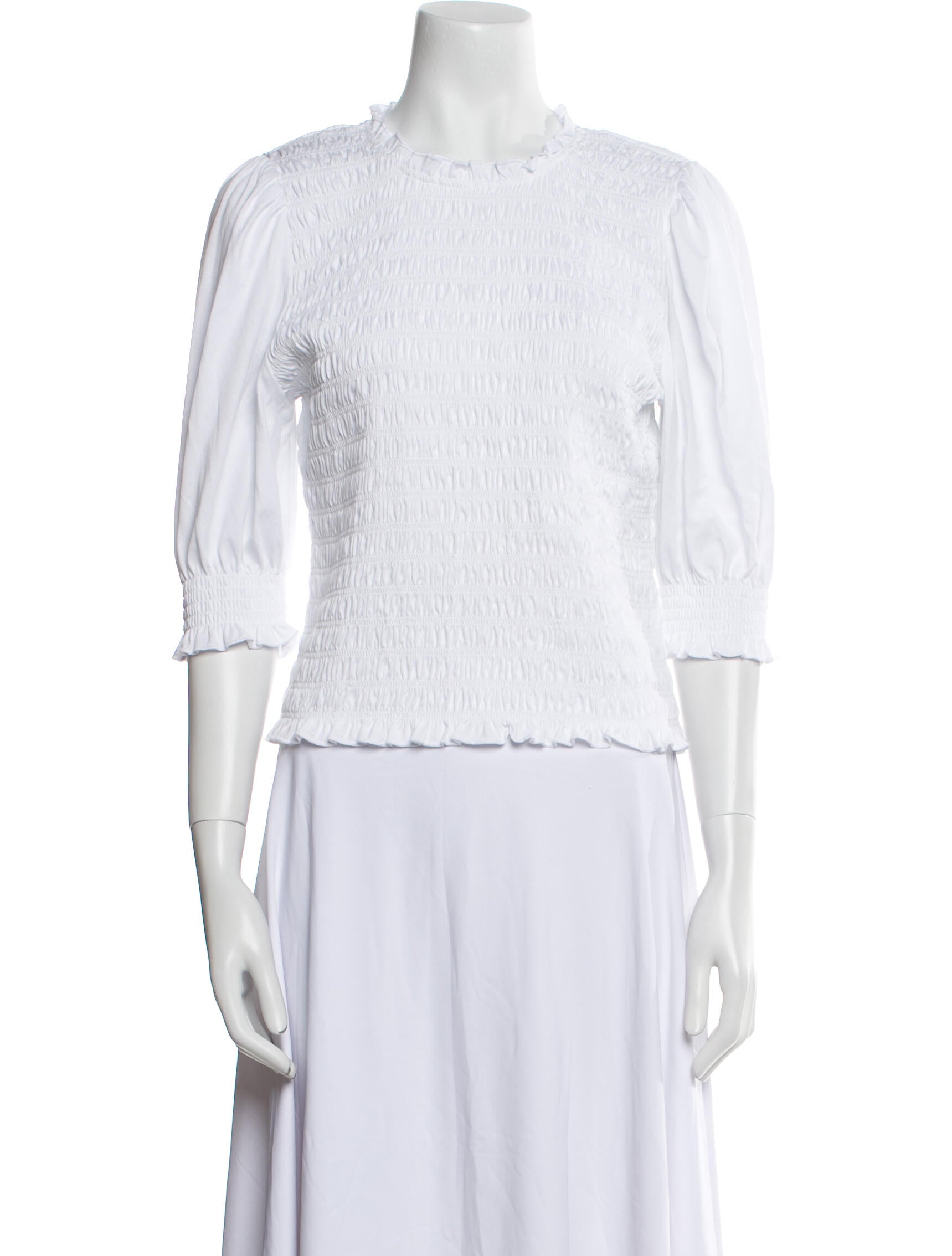 Veronica Beard Crew Neck Three-Quarter Sleeve Top