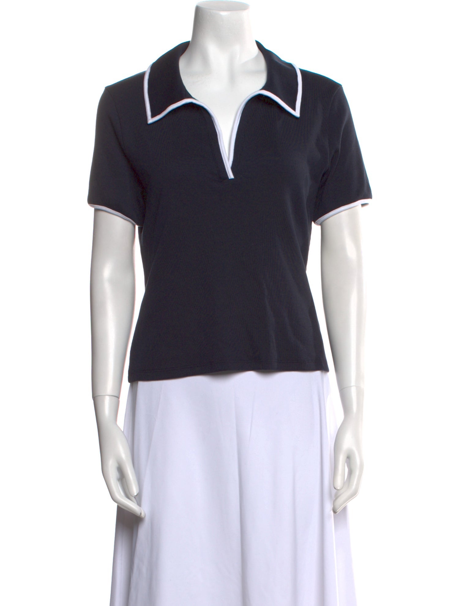 Veronica Beard V-Neck Short Sleeve Polo
