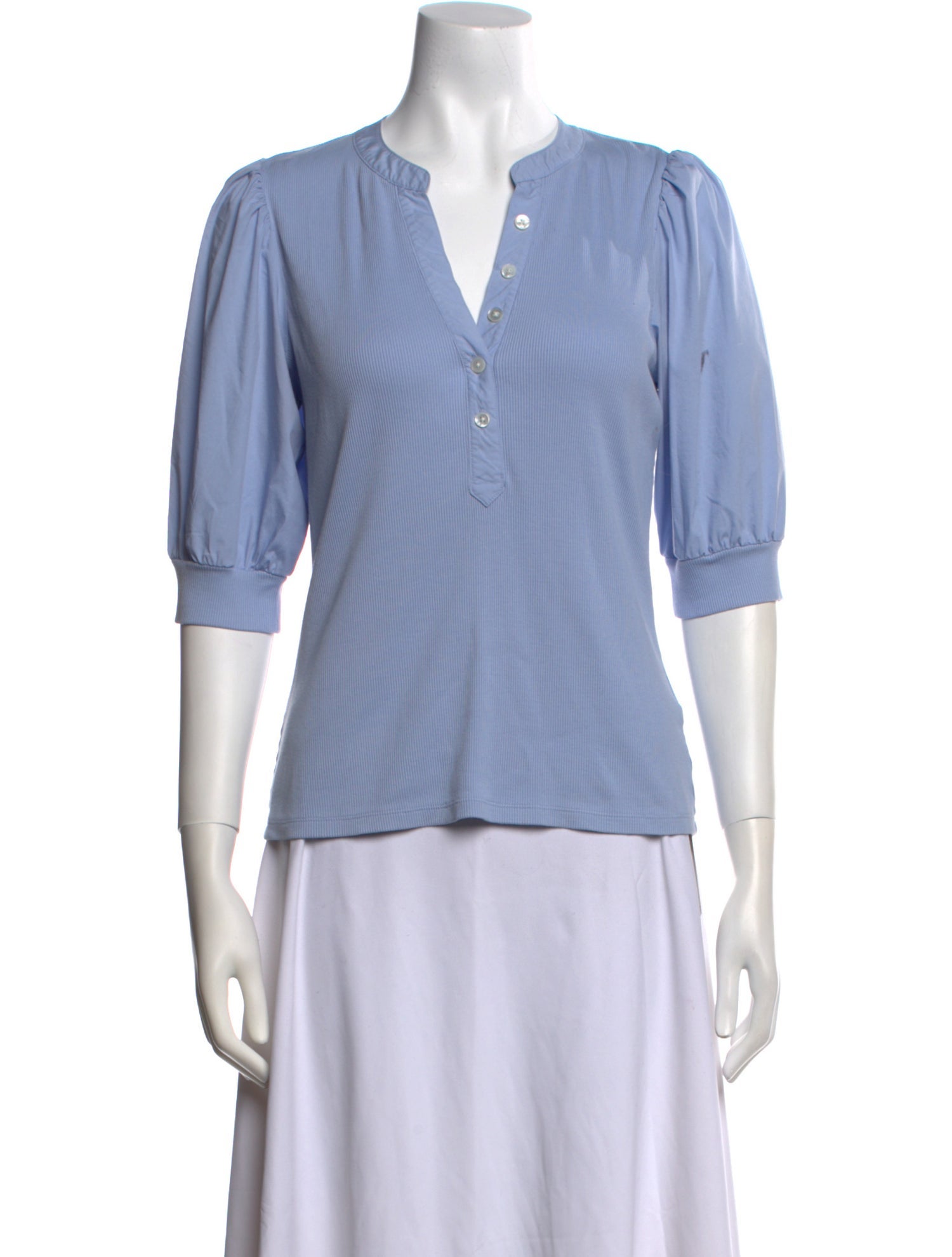 Veronica Beard V-Neck Three-Quarter Sleeve Polo