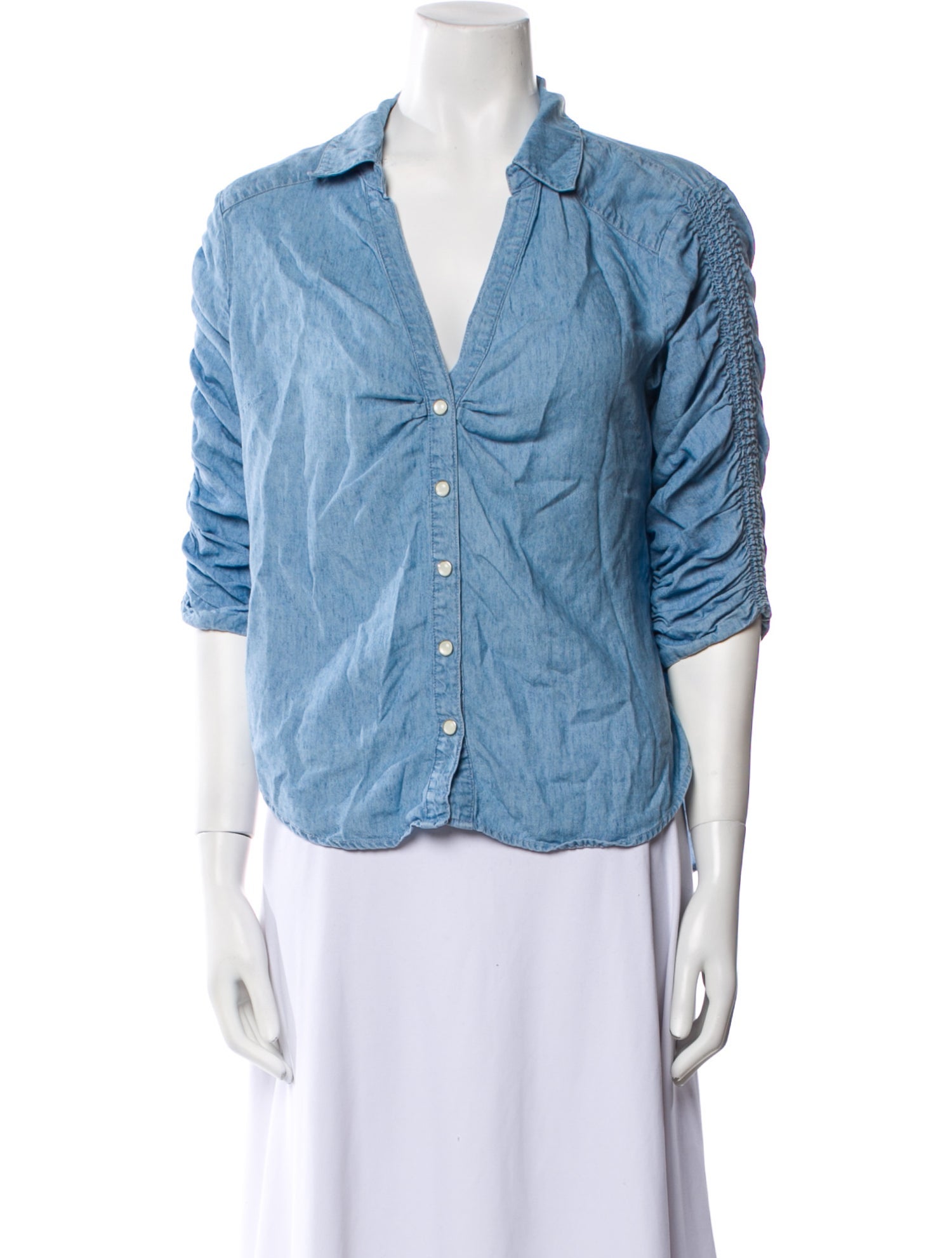 Veronica Beard Three-Quarter Sleeve Button-Up Top