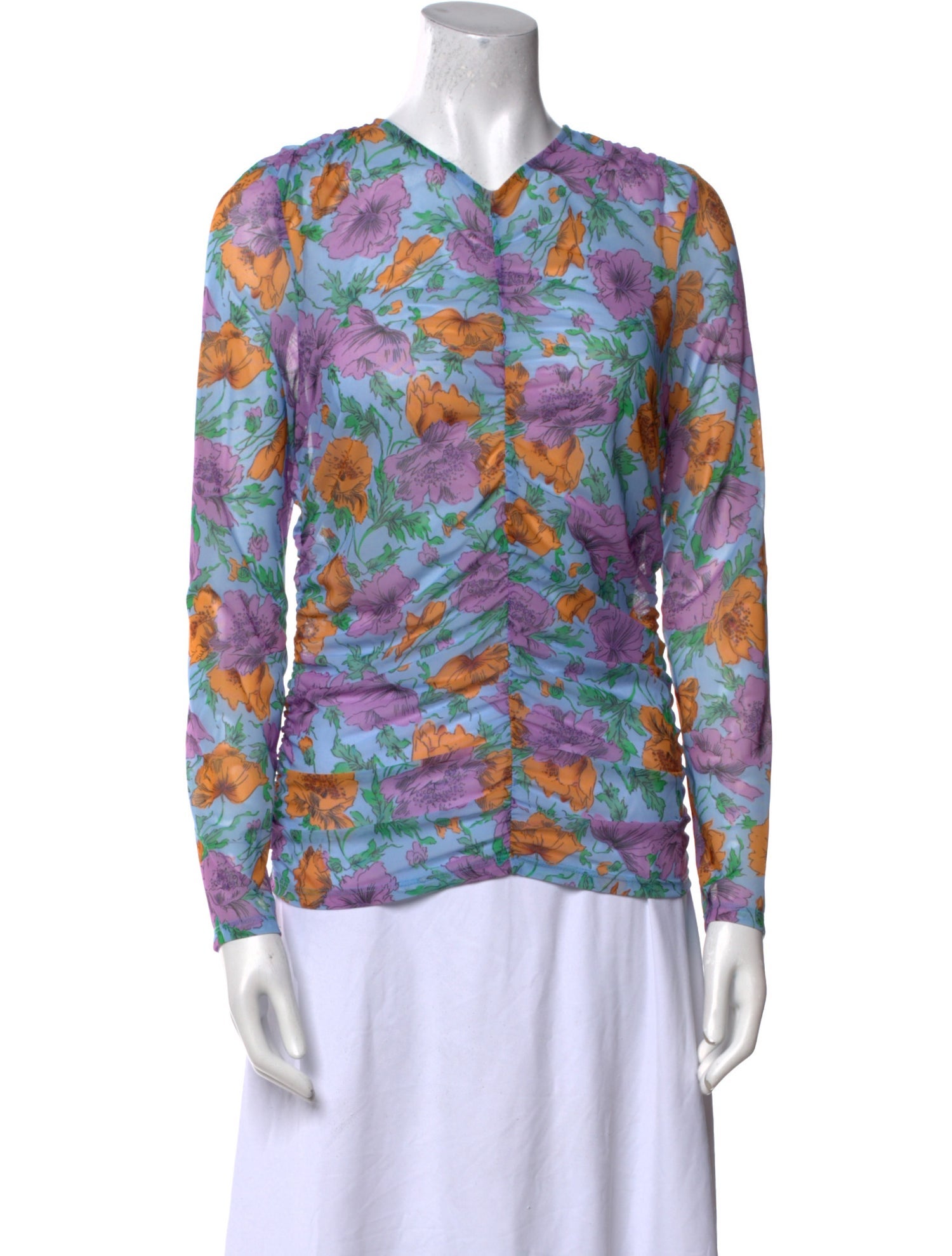 Veronica Beard Printed V-Neck Blouse