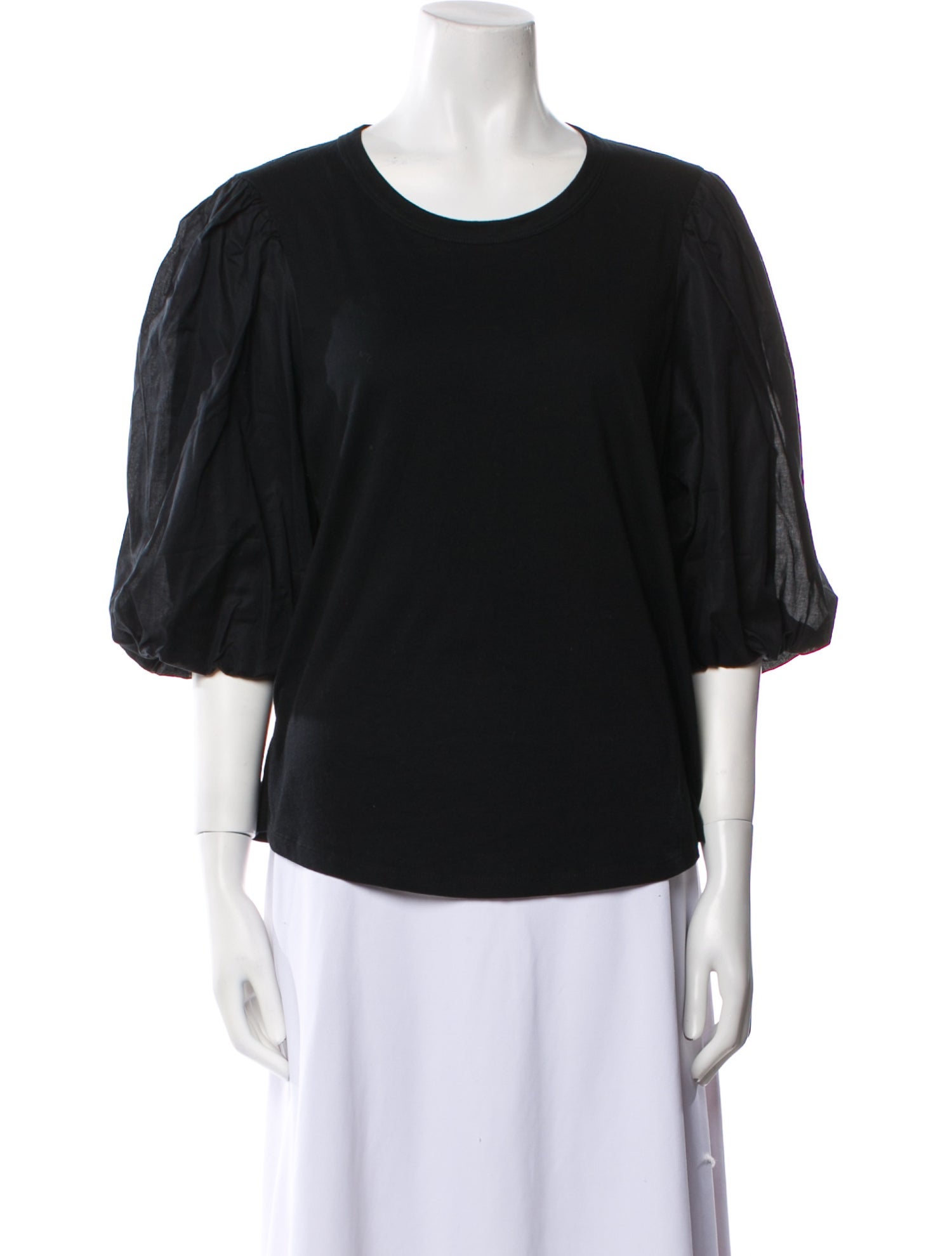 Veronica Beard Scoop Neck Three-Quarter Sleeve Top