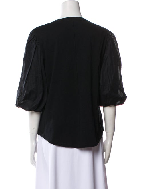 Veronica Beard Scoop Neck Three-Quarter Sleeve Top