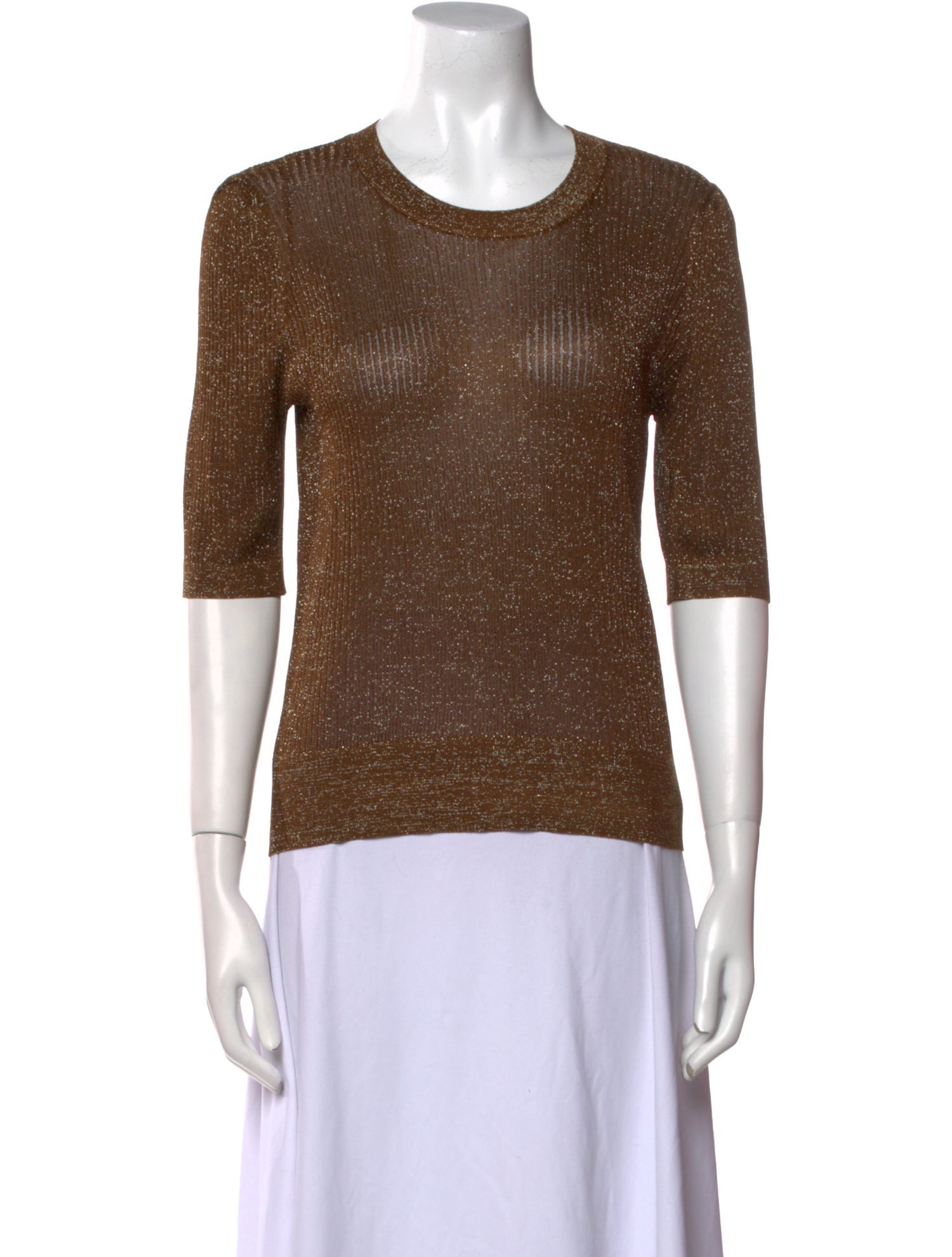 Veronica Beard Crew Neck Three-Quarter Sleeve Top