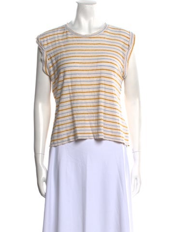 Veronica Beard Tops Linen Striped T-Shirt S
