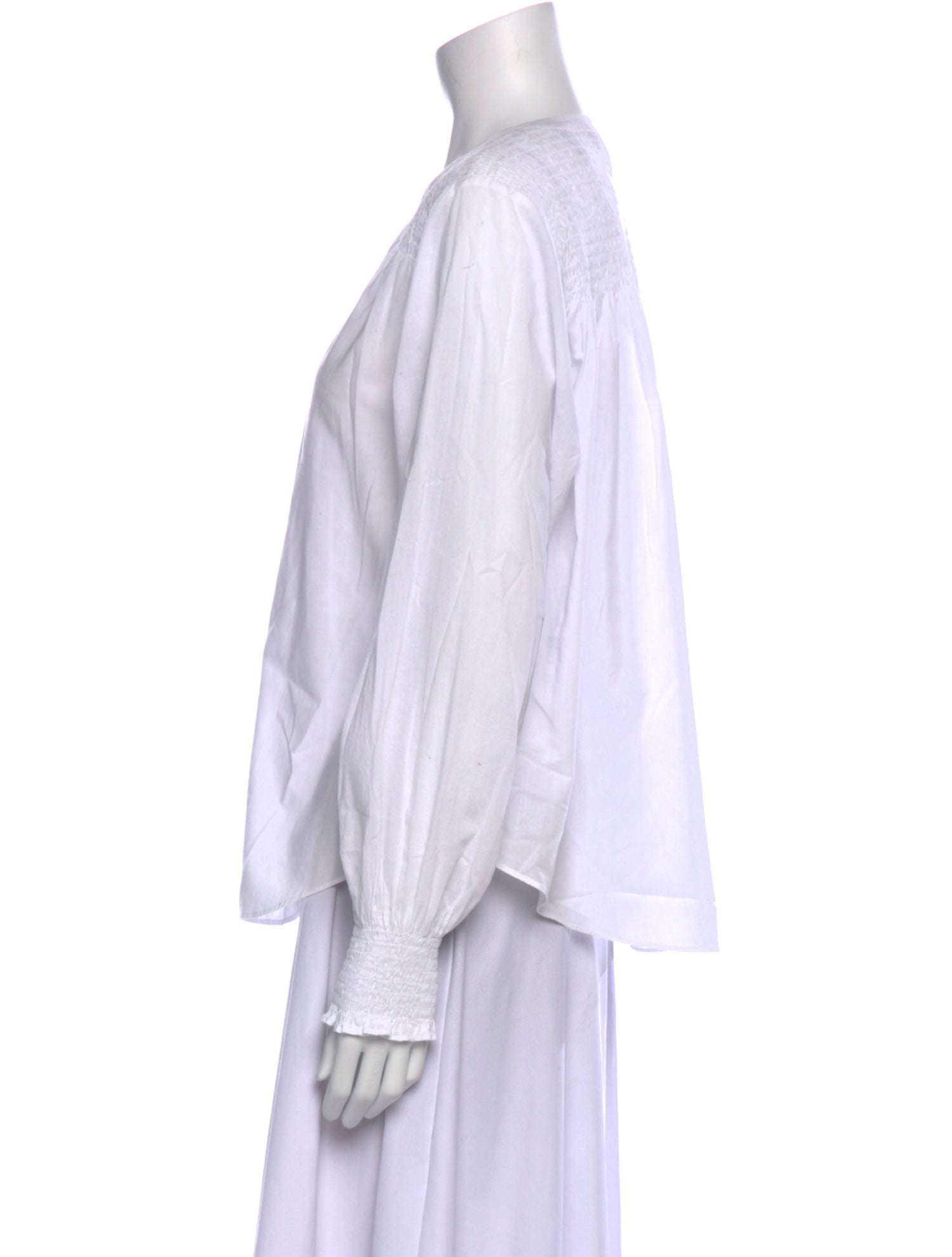 Veronica Beard Crew Neck Long Sleeve Button-Up Top