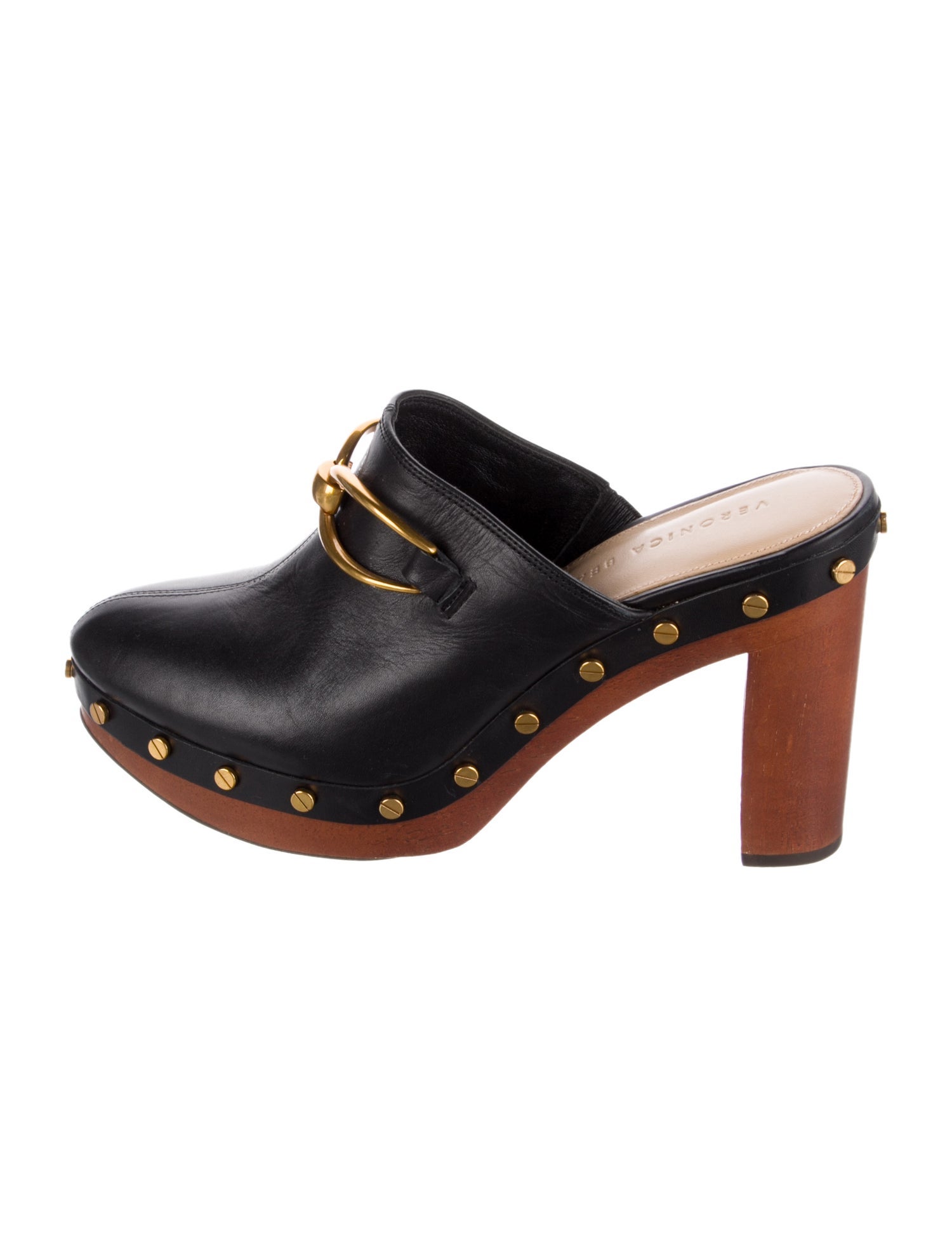 Veronica Beard Leather Studded Accents Mules