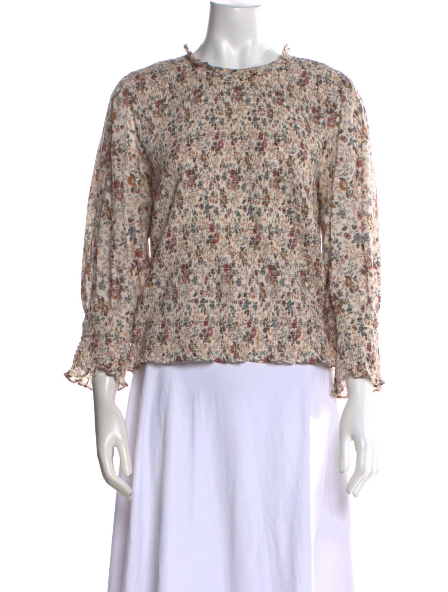 Veronica Beard Floral Print Crew Neck Blouse