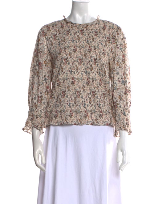 Veronica Beard Floral Print Crew Neck Blouse