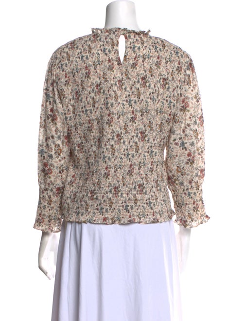 Veronica Beard Floral Print Crew Neck Blouse