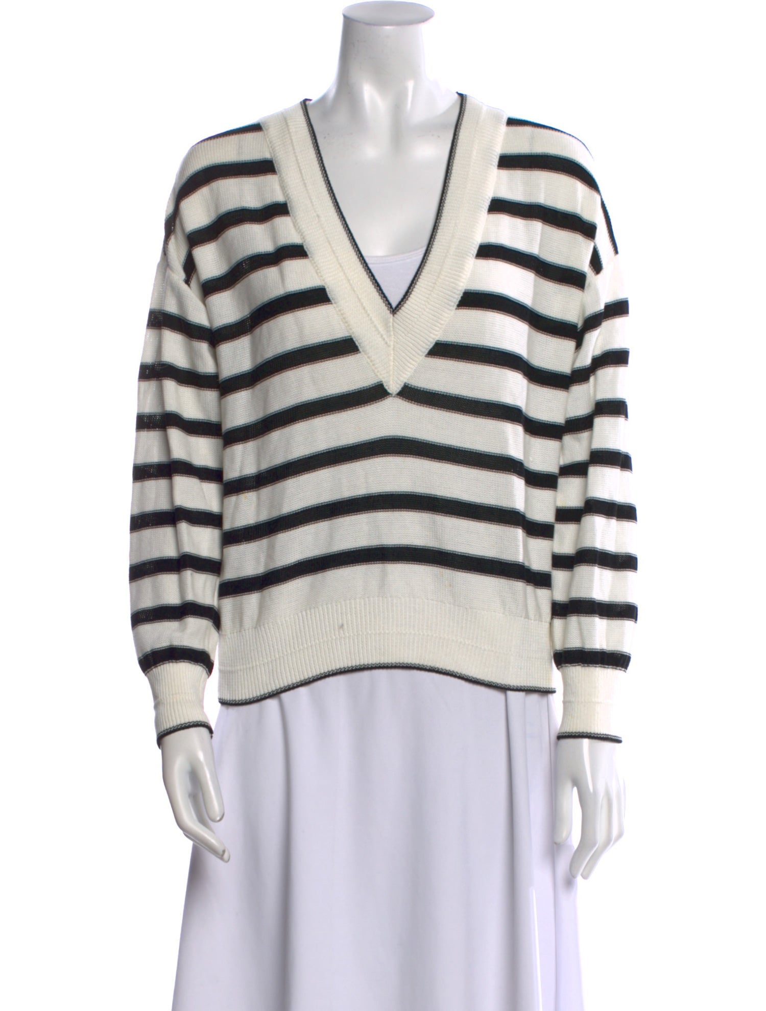 Veronica Beard Striped V-Neck Sweater