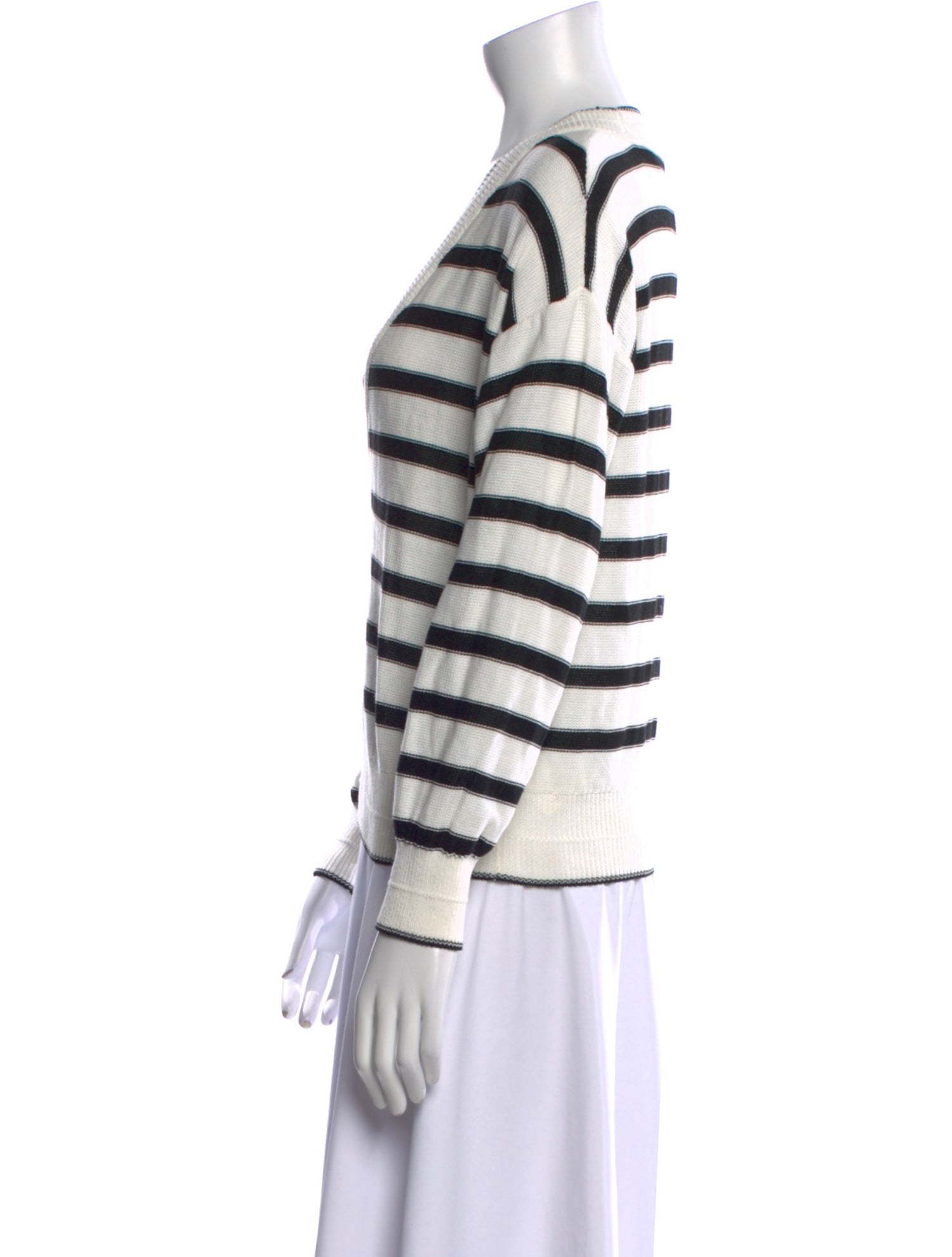 Veronica Beard Striped V-Neck Sweater