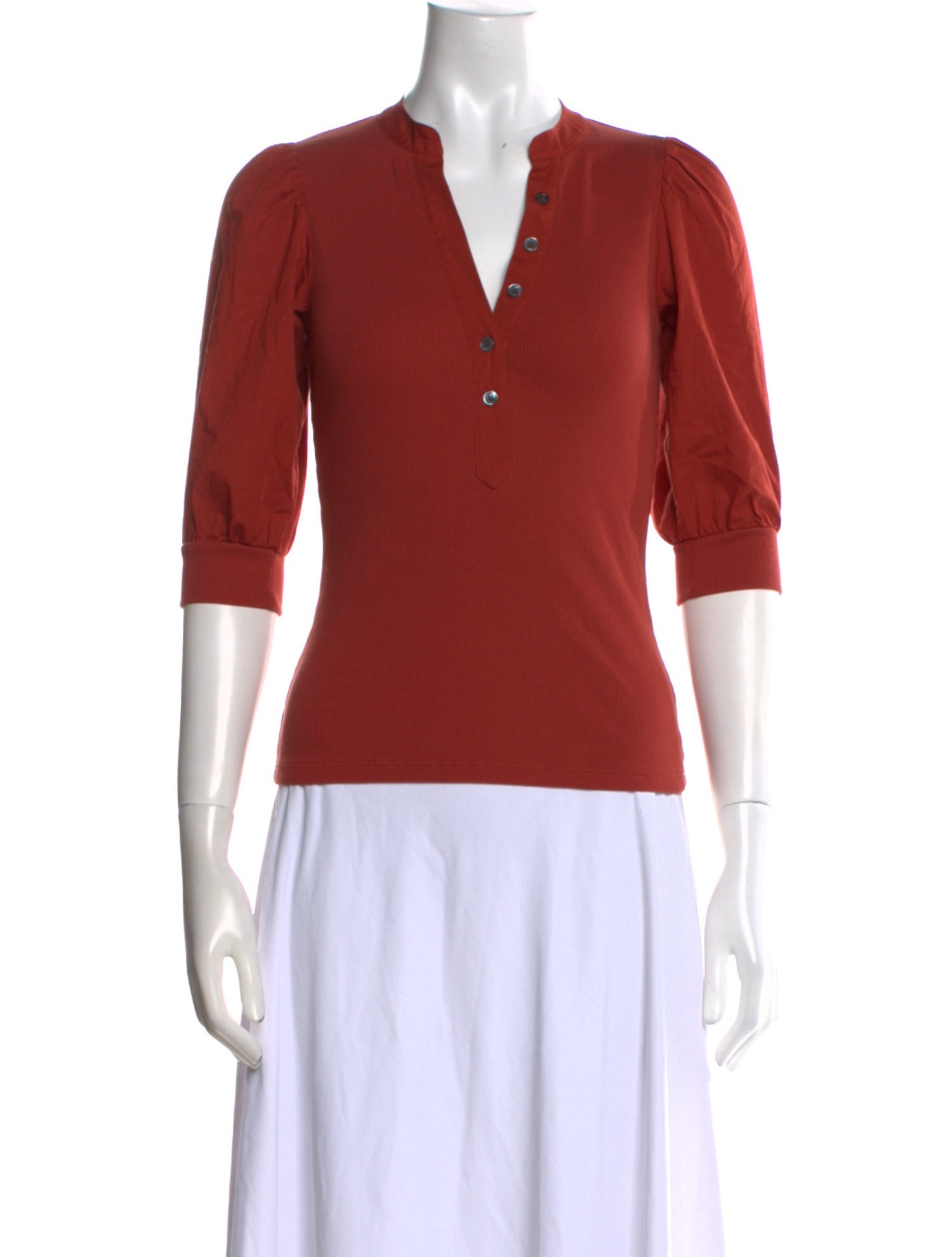 Veronica Beard V-Neck Three-Quarter Sleeve Polo