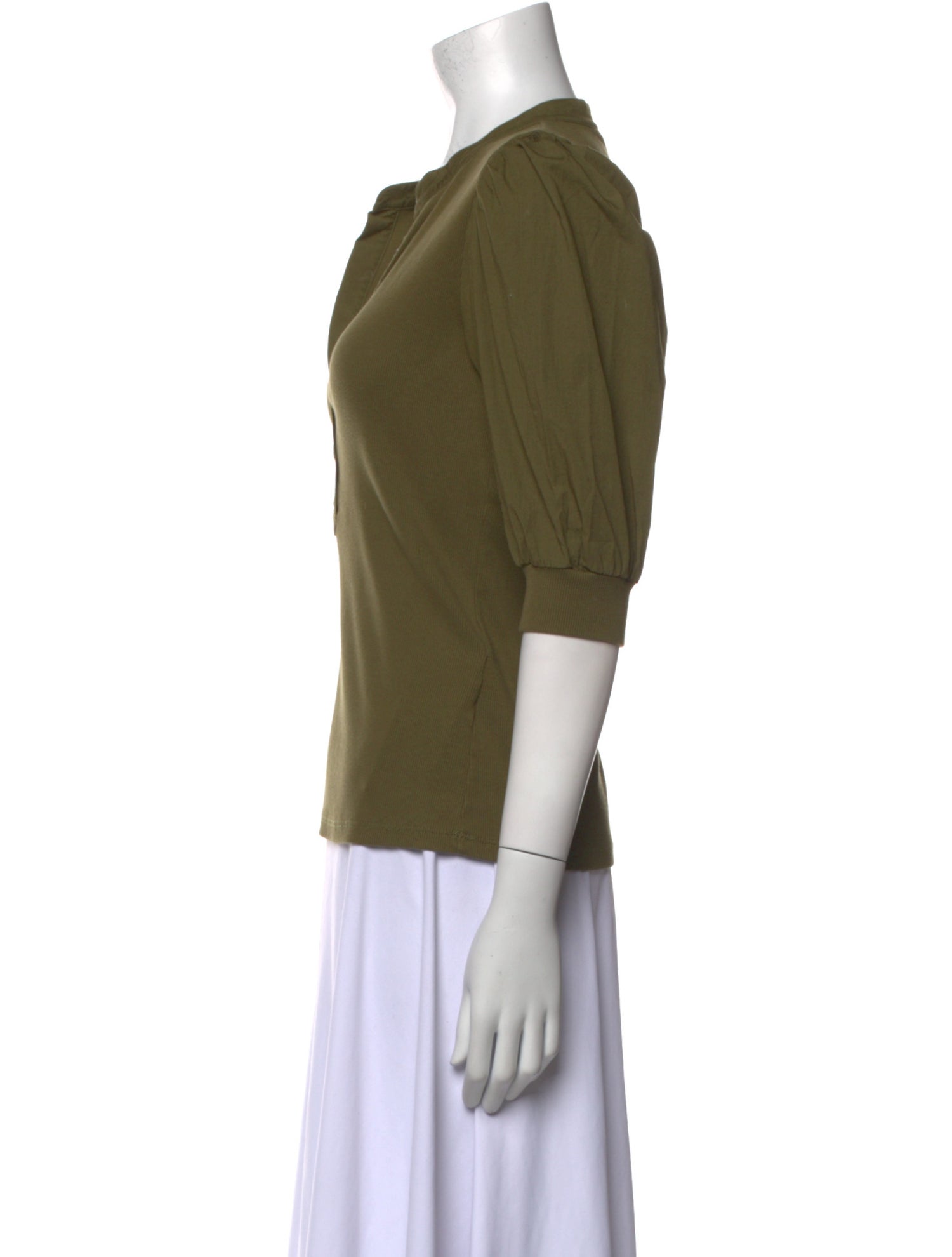 Veronica Beard V-Neck Three-Quarter Sleeve Polo