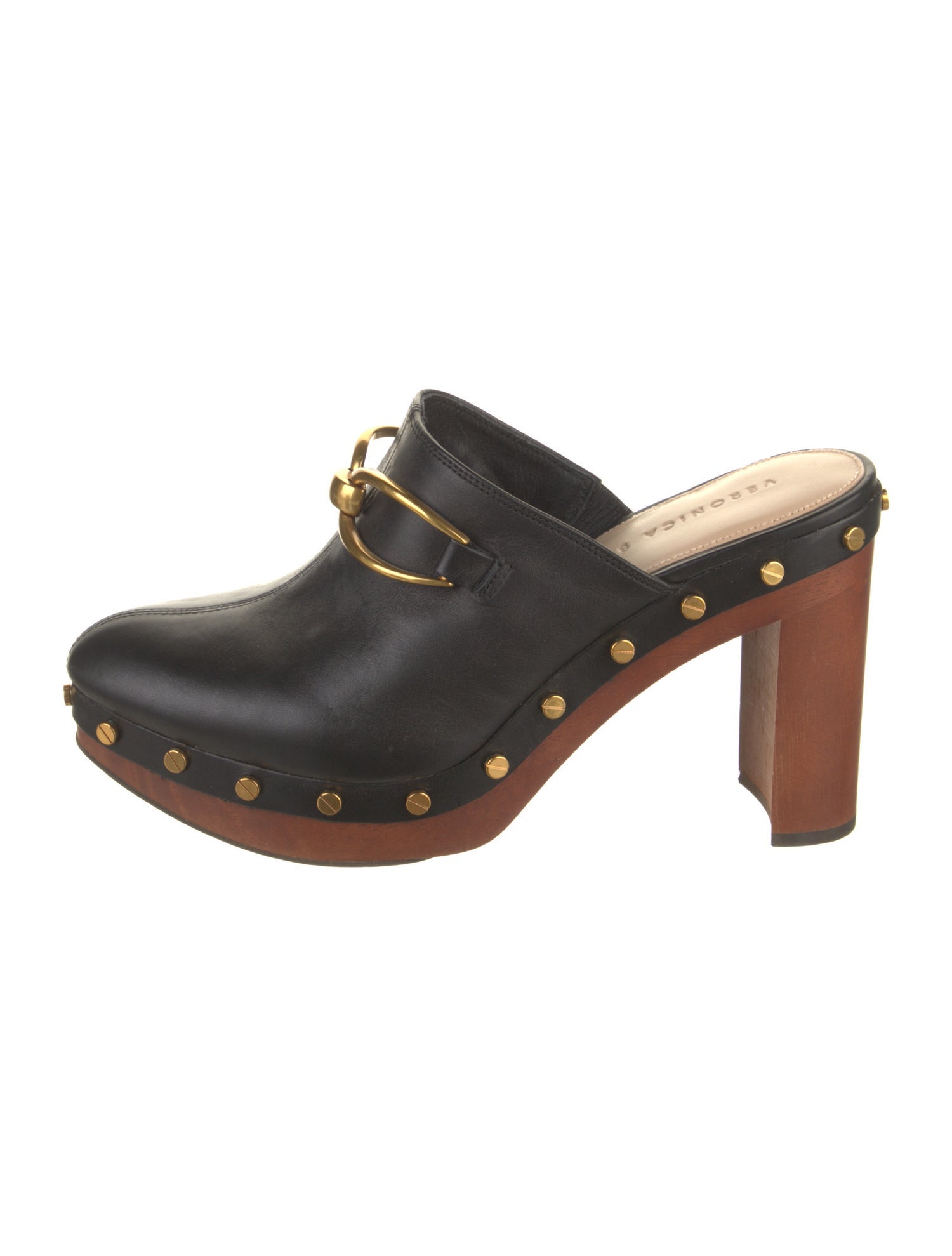Veronica Beard Leather Studded Accents Mules