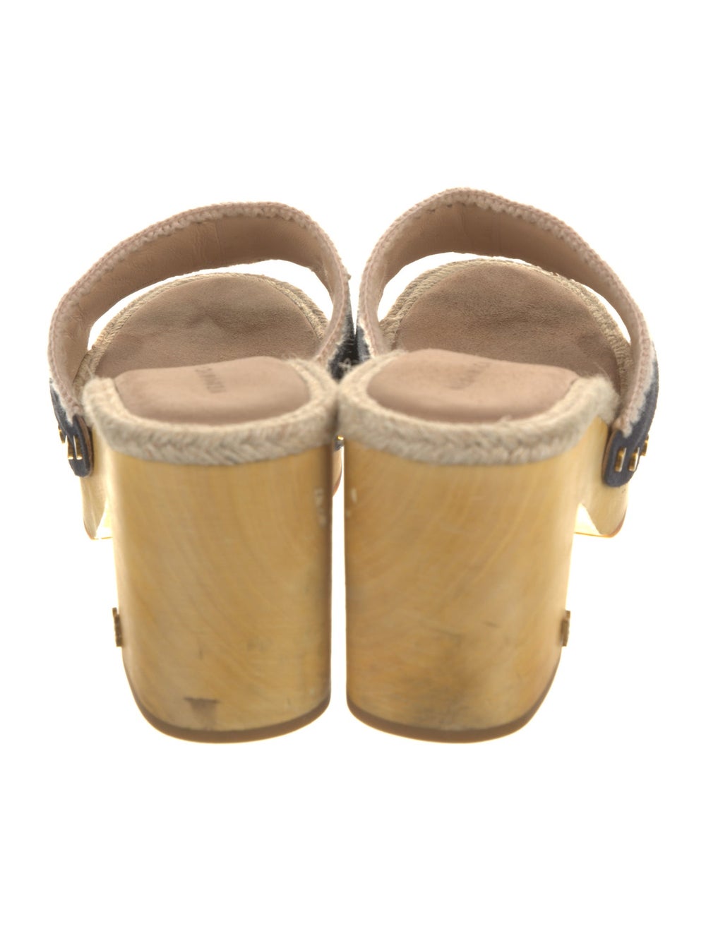 Veronica Beard Suede Slides Blue & Neutrals Print… - image 4