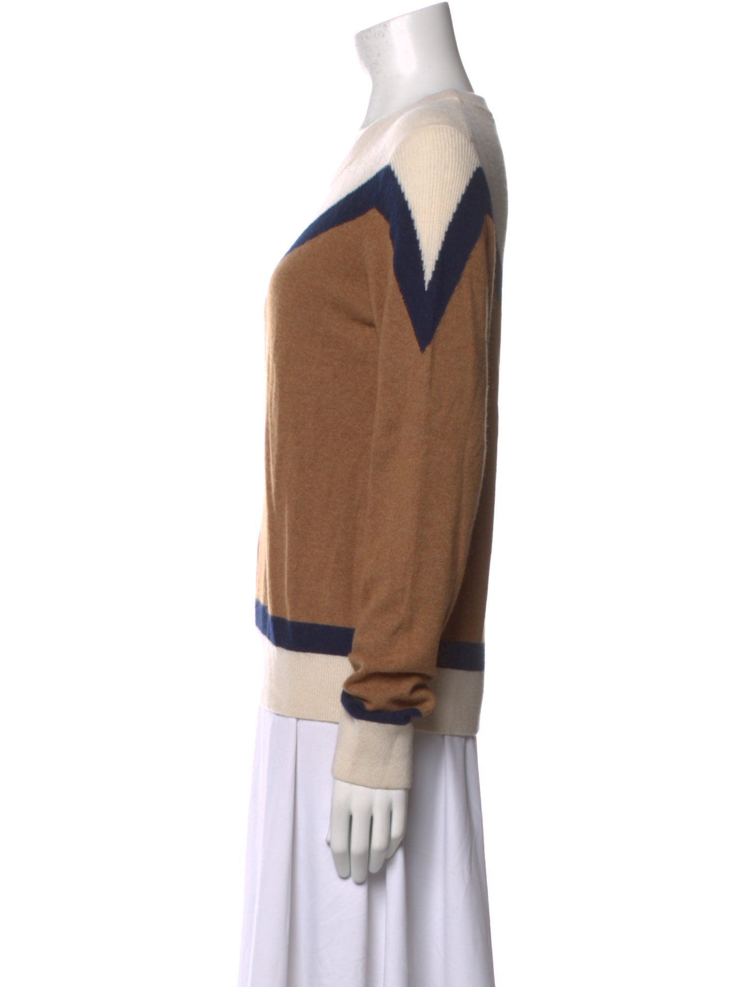 Veronica Beard Cashmere Colorblock Pattern Sweater
