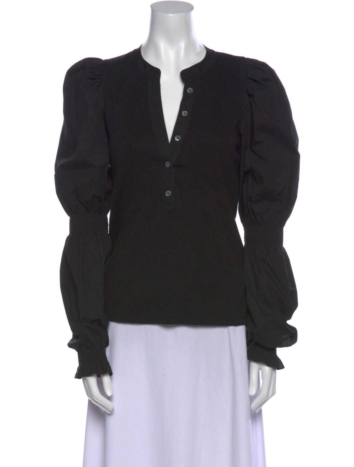 Veronica Beard V-Neck Long Sleeve Blouse