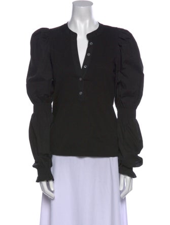 Veronica Beard V-Neck Long Sleeve Blouse