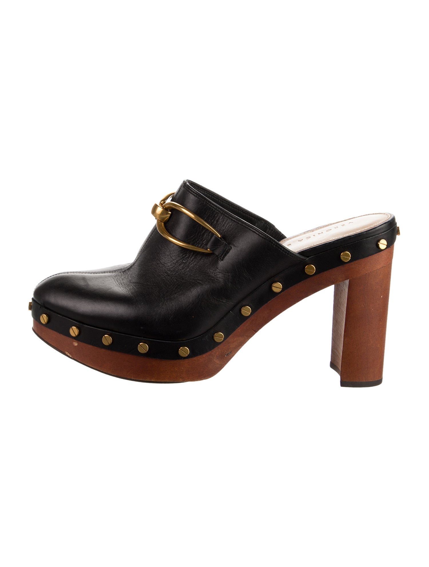 Veronica Beard Leather Studded Accents Mules