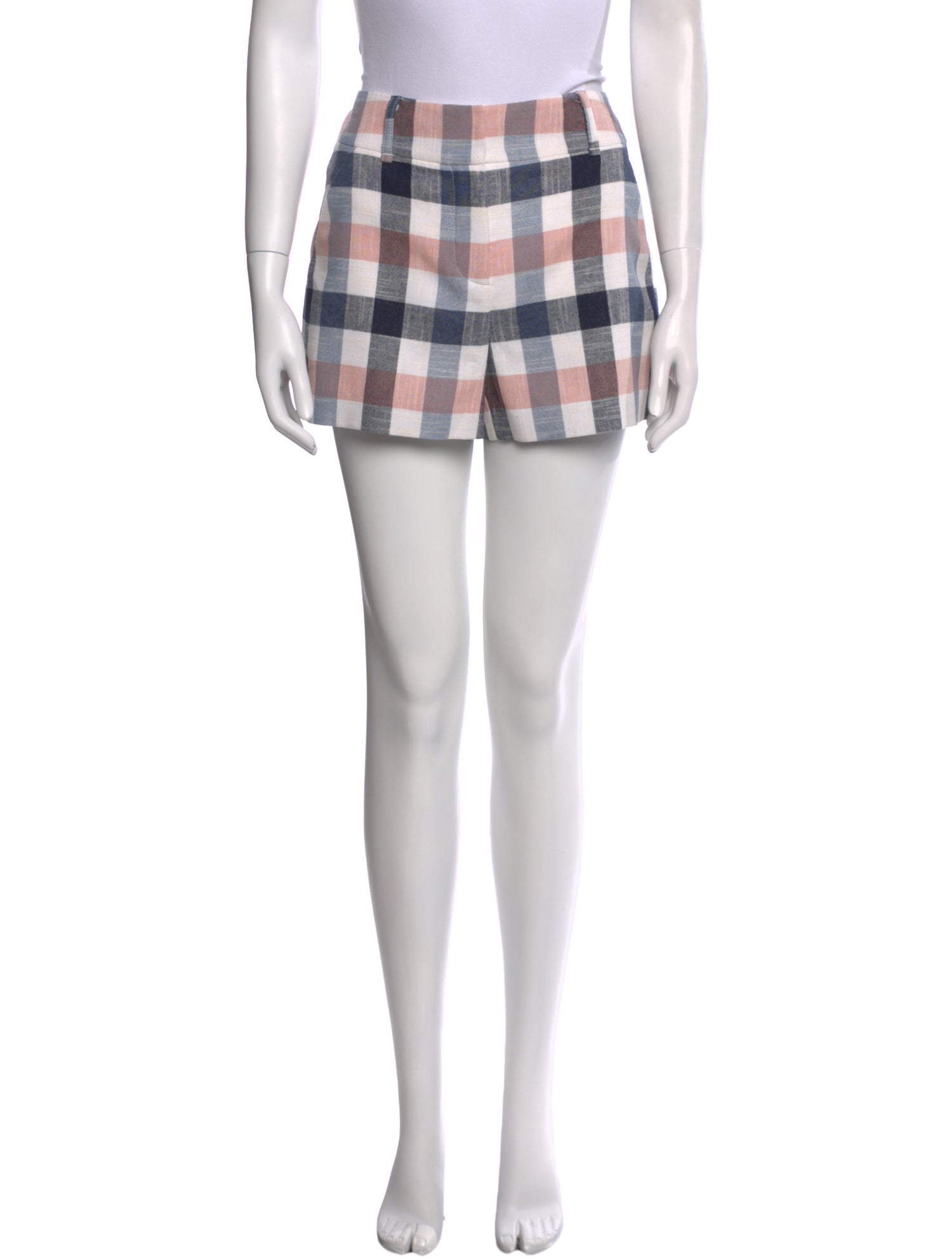 Veronica Beard Plaid Print Mini Shorts