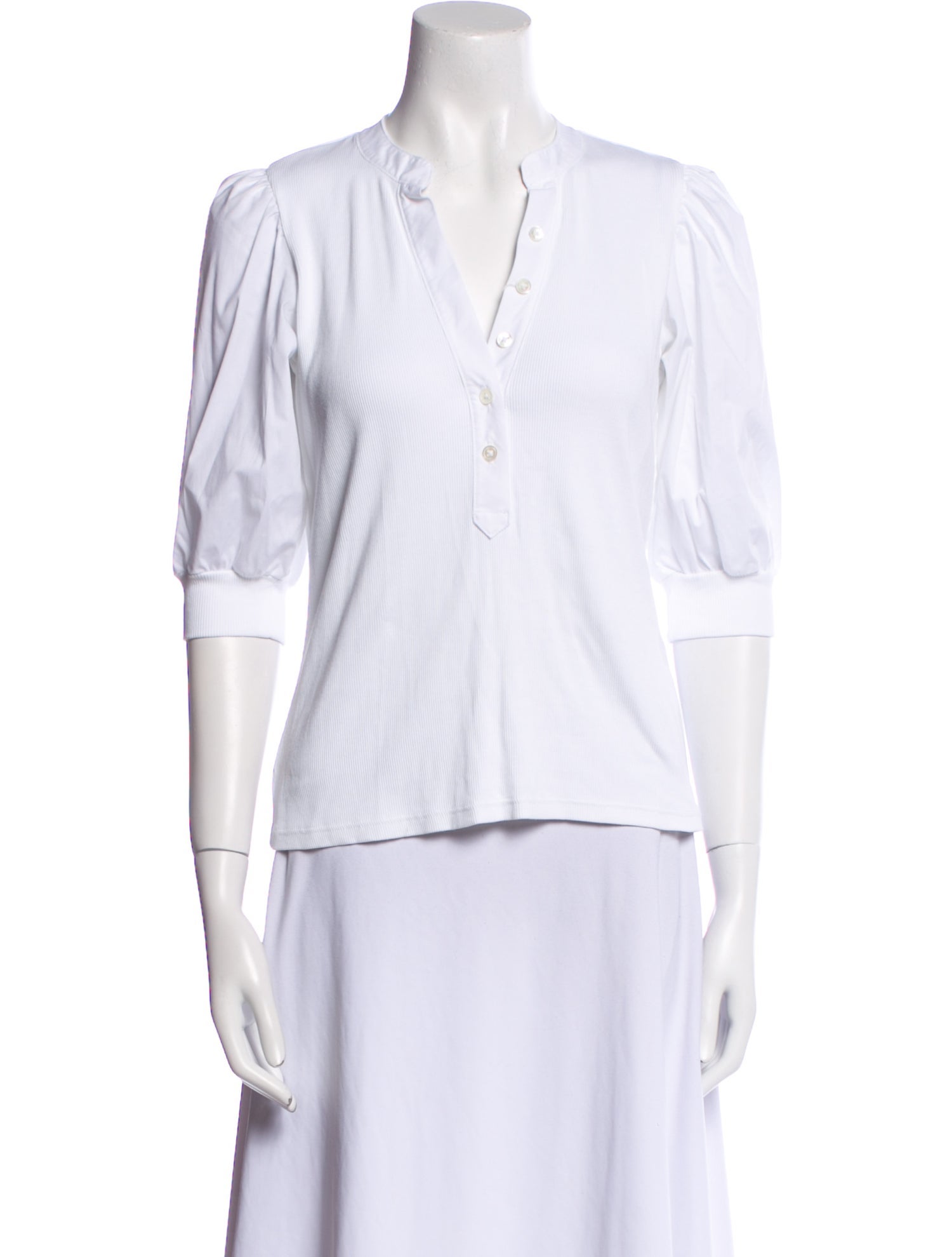 Veronica Beard V-Neck Three-Quarter Sleeve Polo