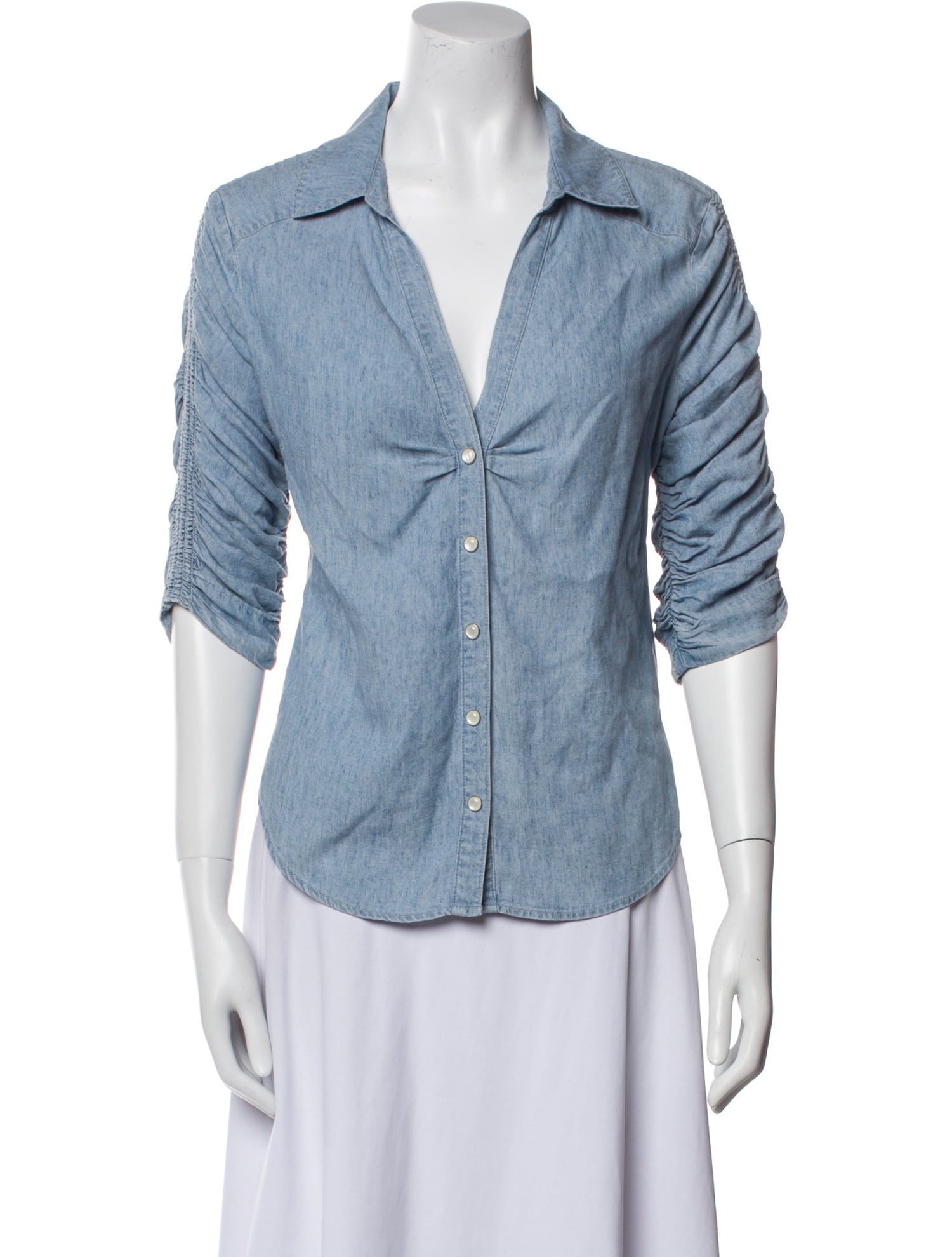 Veronica Beard Three-Quarter Sleeve Button-Up Top