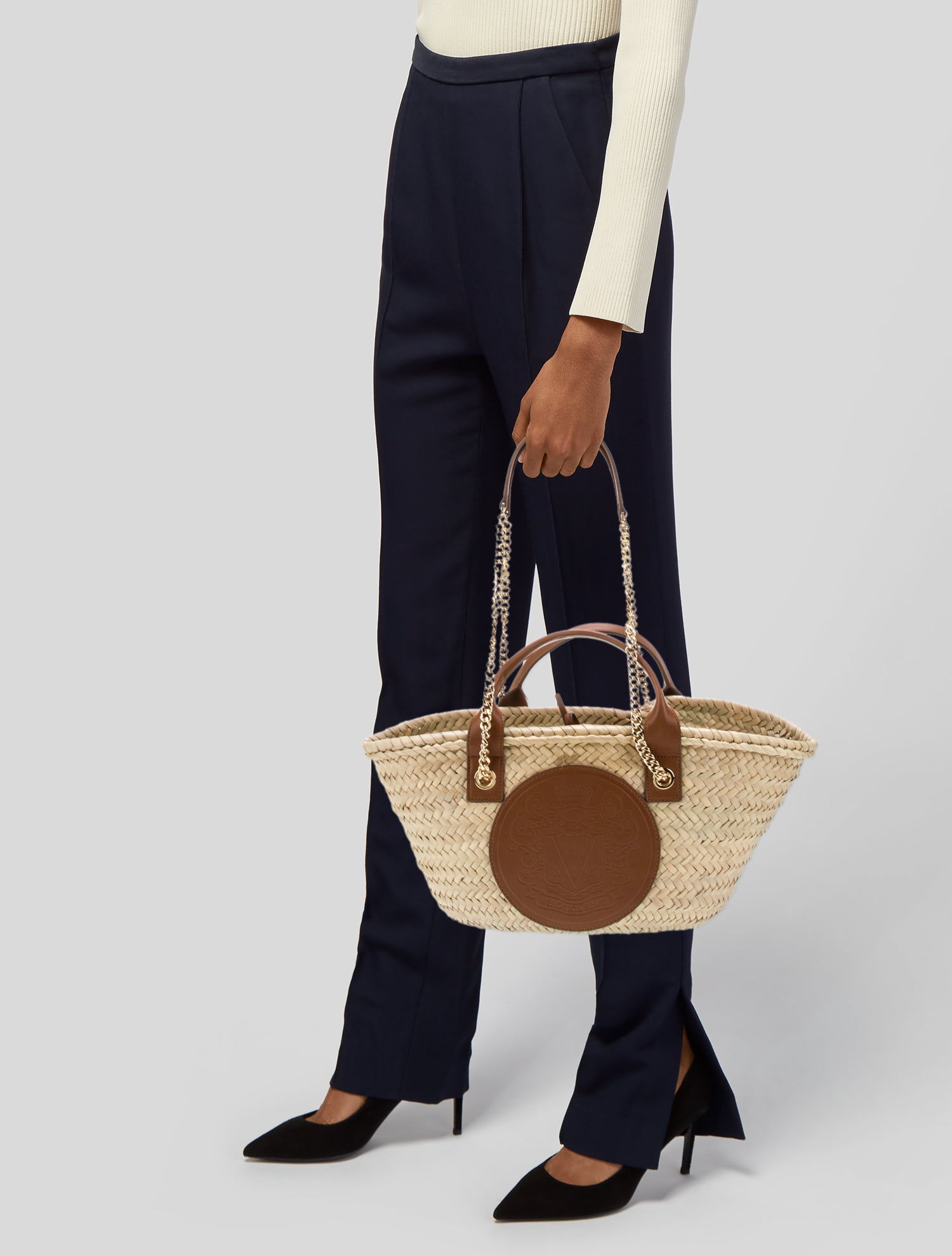 Veronica Beard Raffia Top Handle Bag