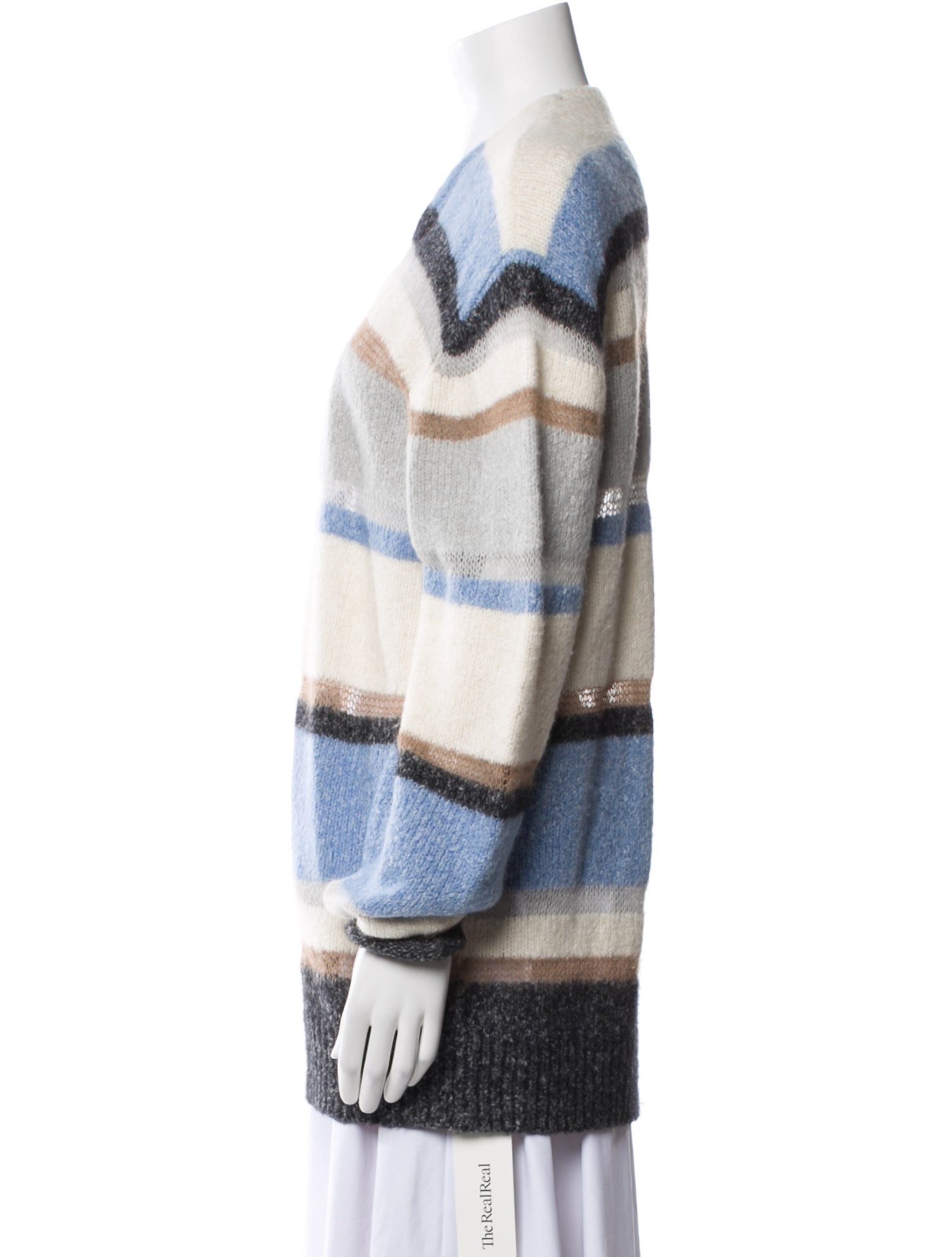 Veronica Beard Striped Open Front Sweater