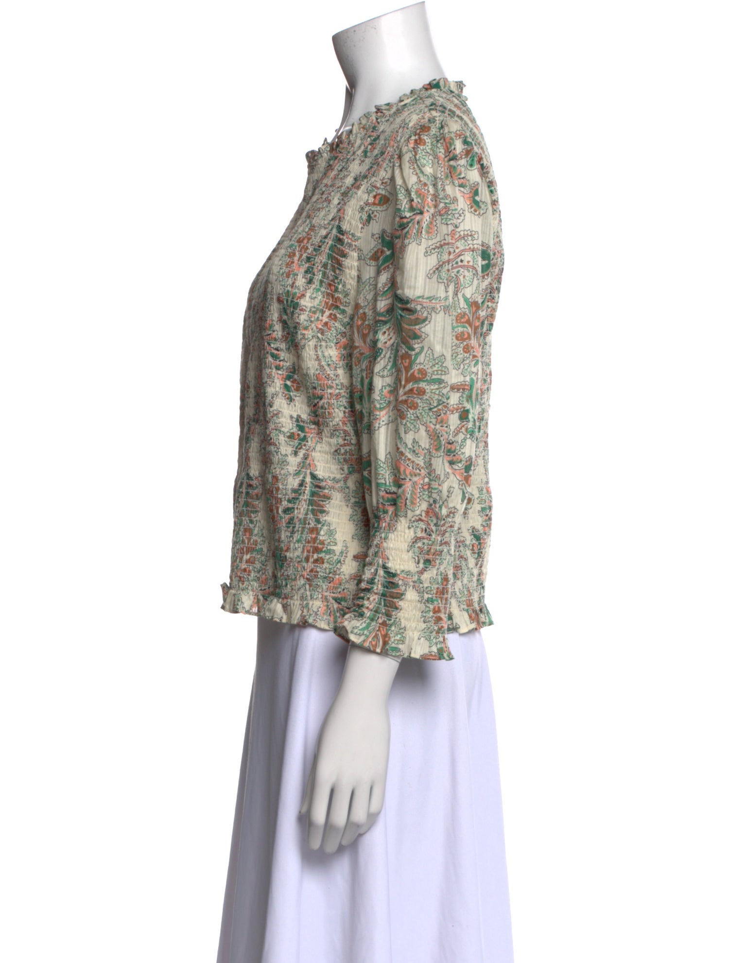 Veronica Beard Floral Print Crew Neck Blouse