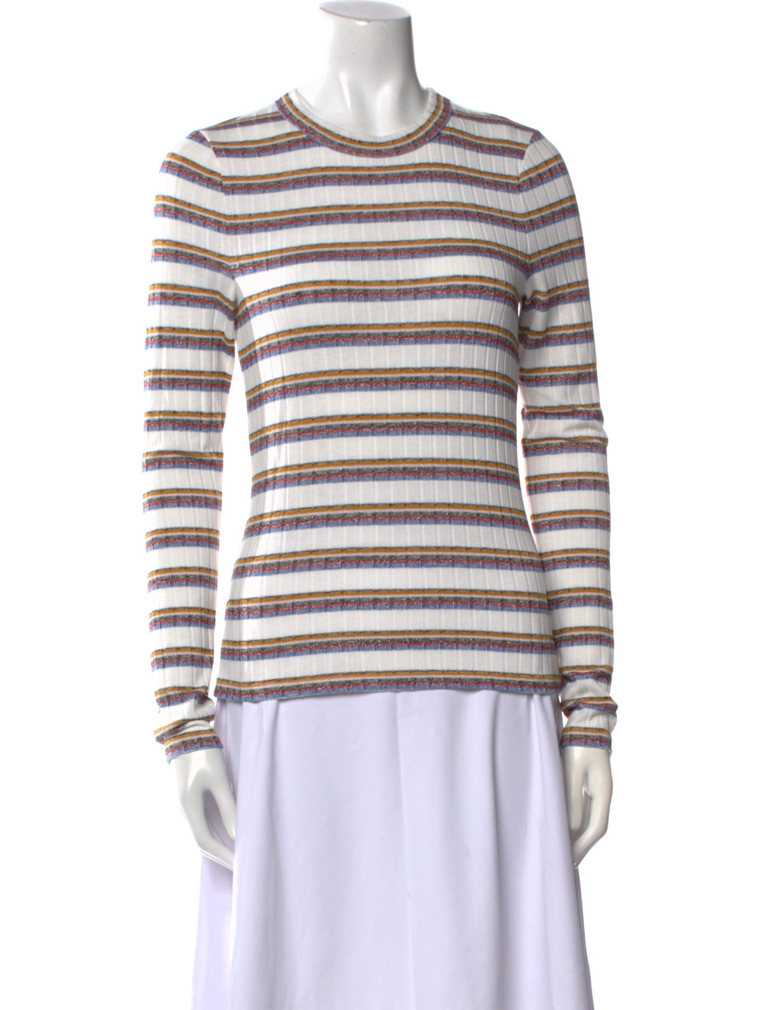 Veronica Beard Striped Crew Neck Sweatshirt