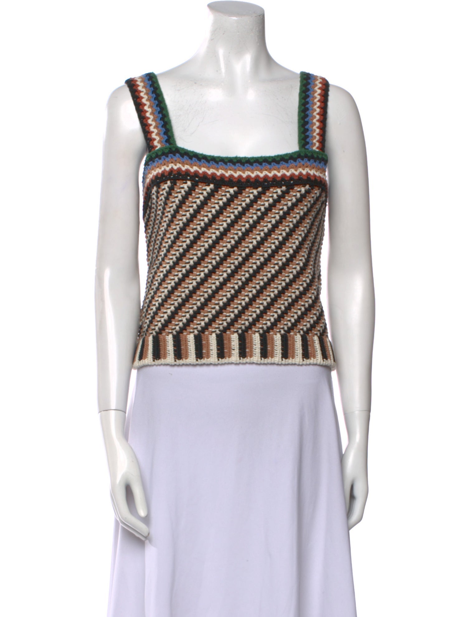 Veronica Beard Striped Square Neckline Crop Top