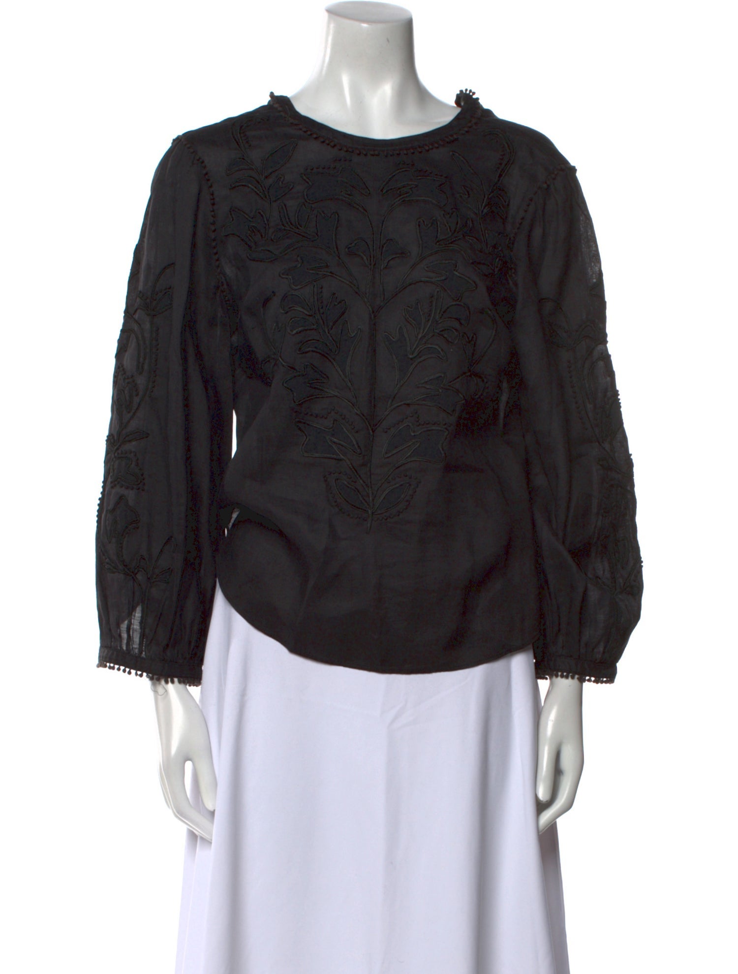 Veronica Beard Bateau Neckline Three-Quarter Sleeve Blouse