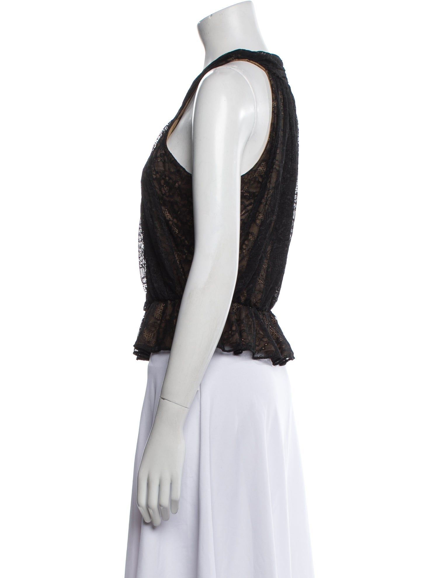 Veronica Beard Lace Pattern Halterneck Crop Top