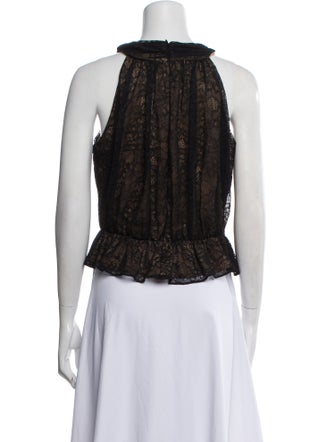 Veronica Beard Lace Pattern Halterneck Crop Top