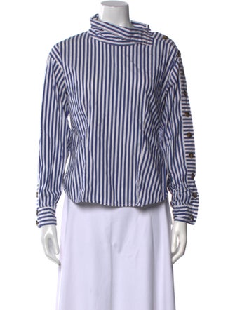 Veronica Beard Striped Mock Neck Top