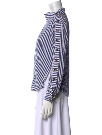 Veronica Beard Striped Mock Neck Top