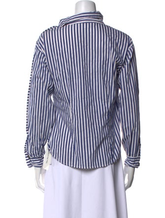 Veronica Beard Striped Mock Neck Top