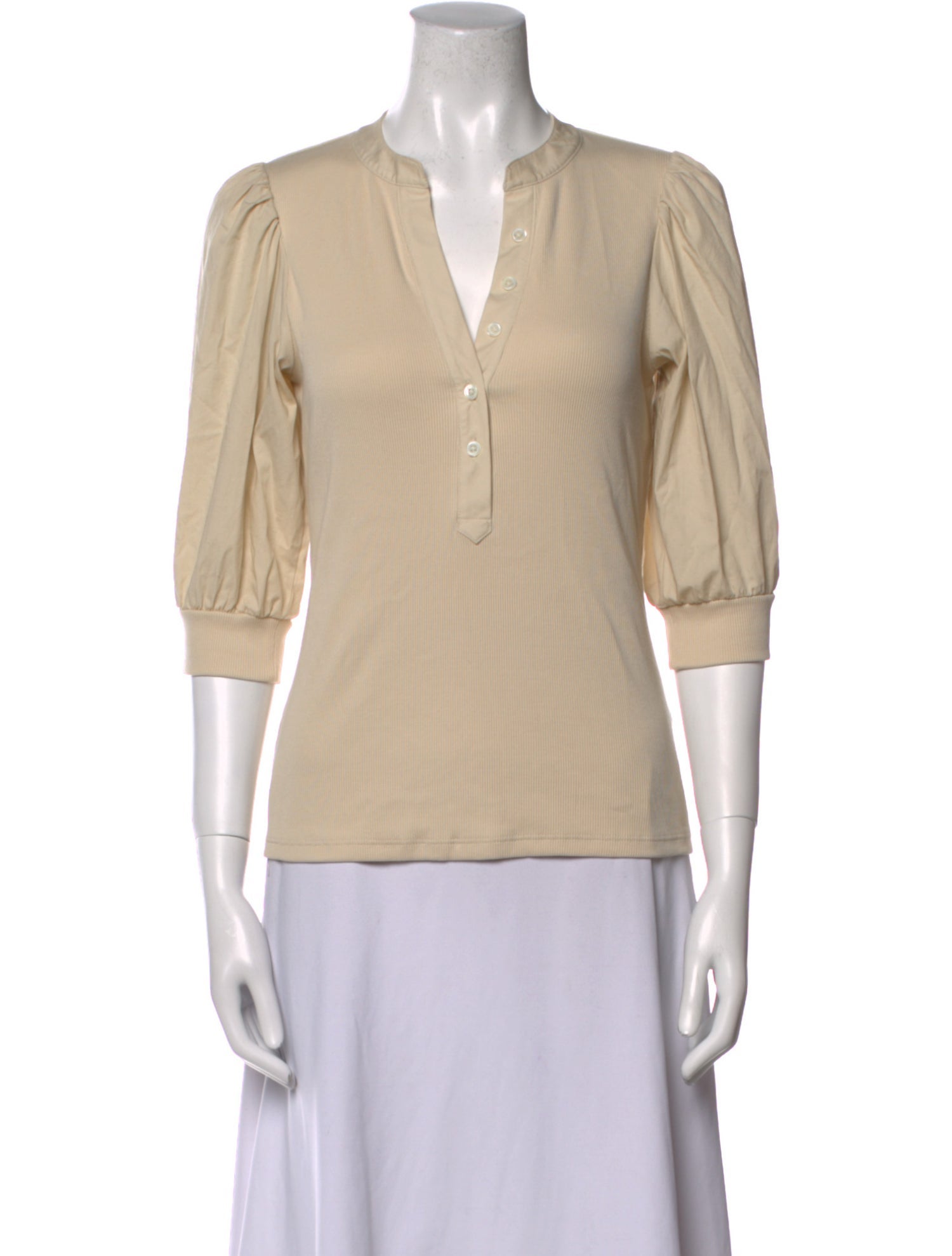 Veronica Beard V-Neck Three-Quarter Sleeve Blouse