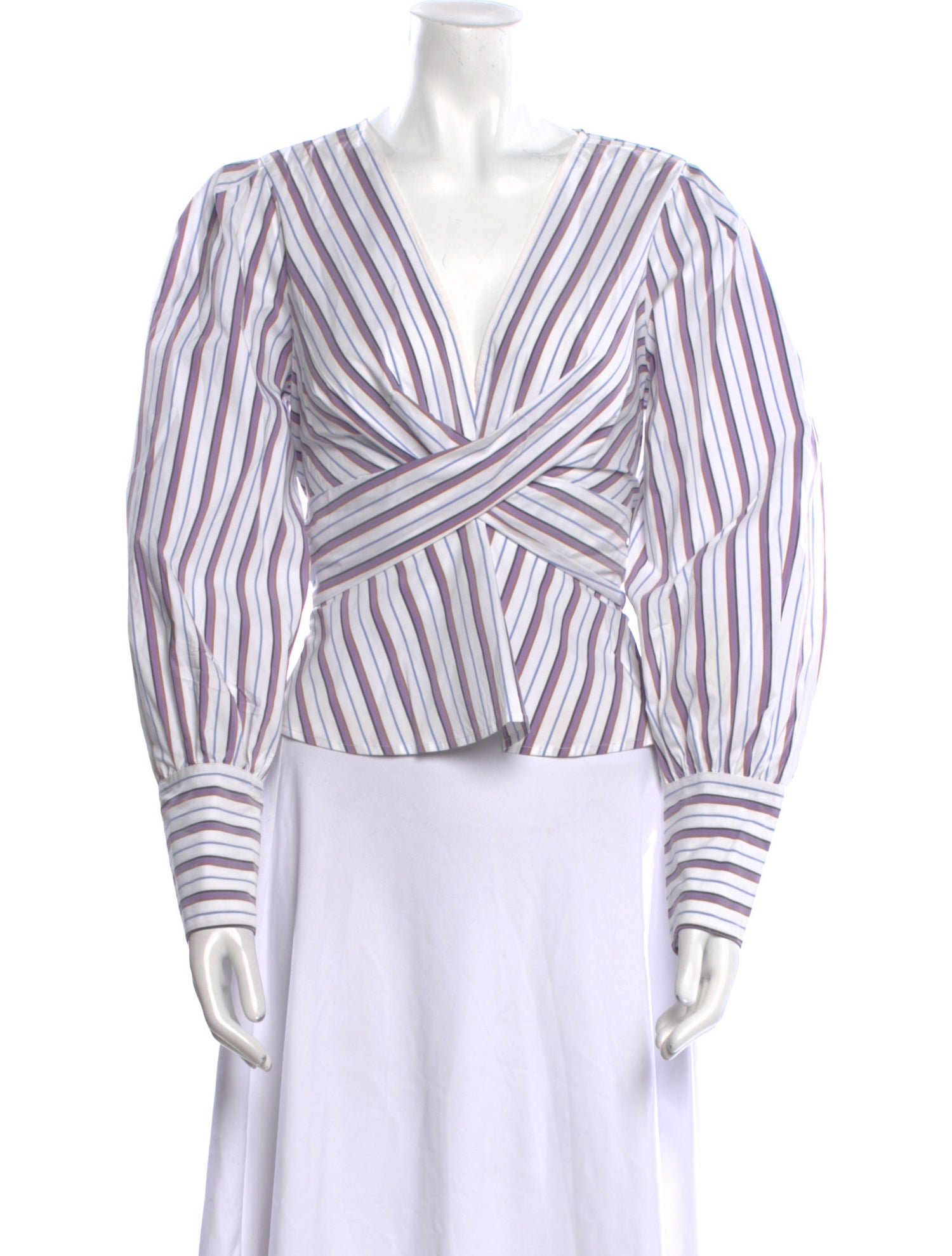 Veronica Beard Striped V-Neck Crop Top