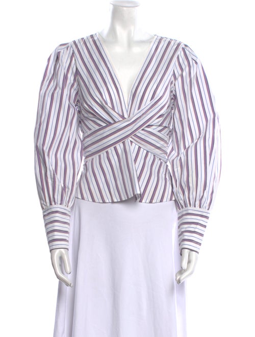 Veronica Beard Striped V-Neck Crop Top