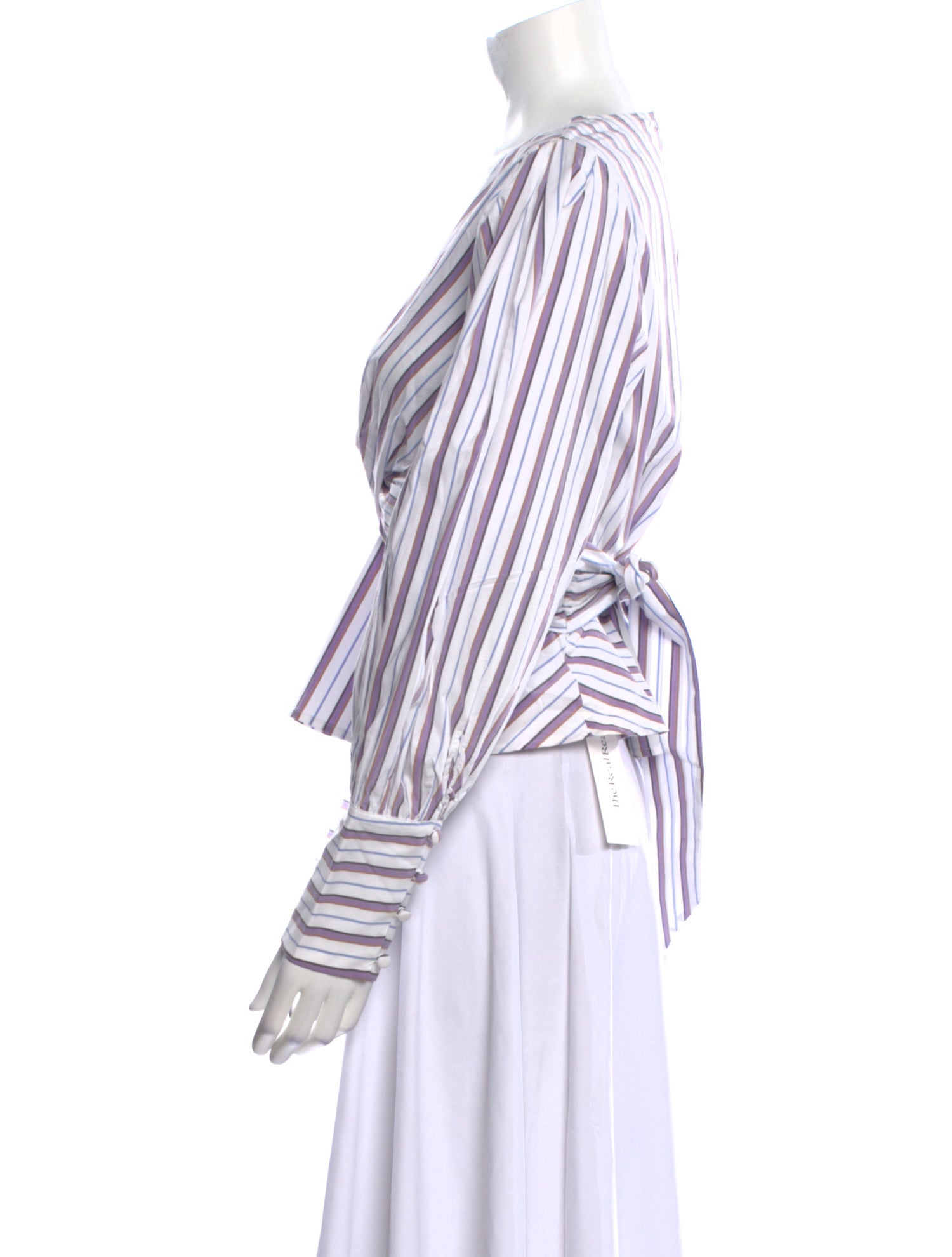 Veronica Beard Striped V-Neck Crop Top