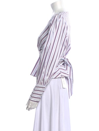 Veronica Beard Striped V-Neck Crop Top