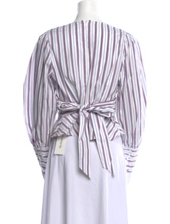 Veronica Beard Striped V-Neck Crop Top