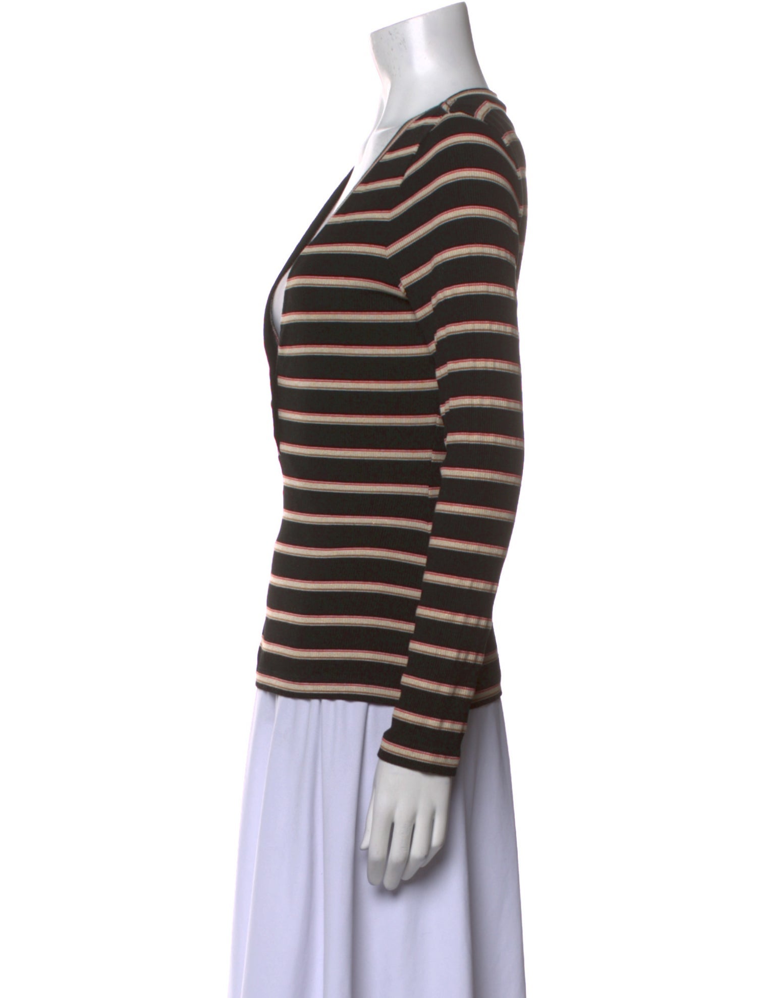 Veronica Beard Striped V-Neck Top
