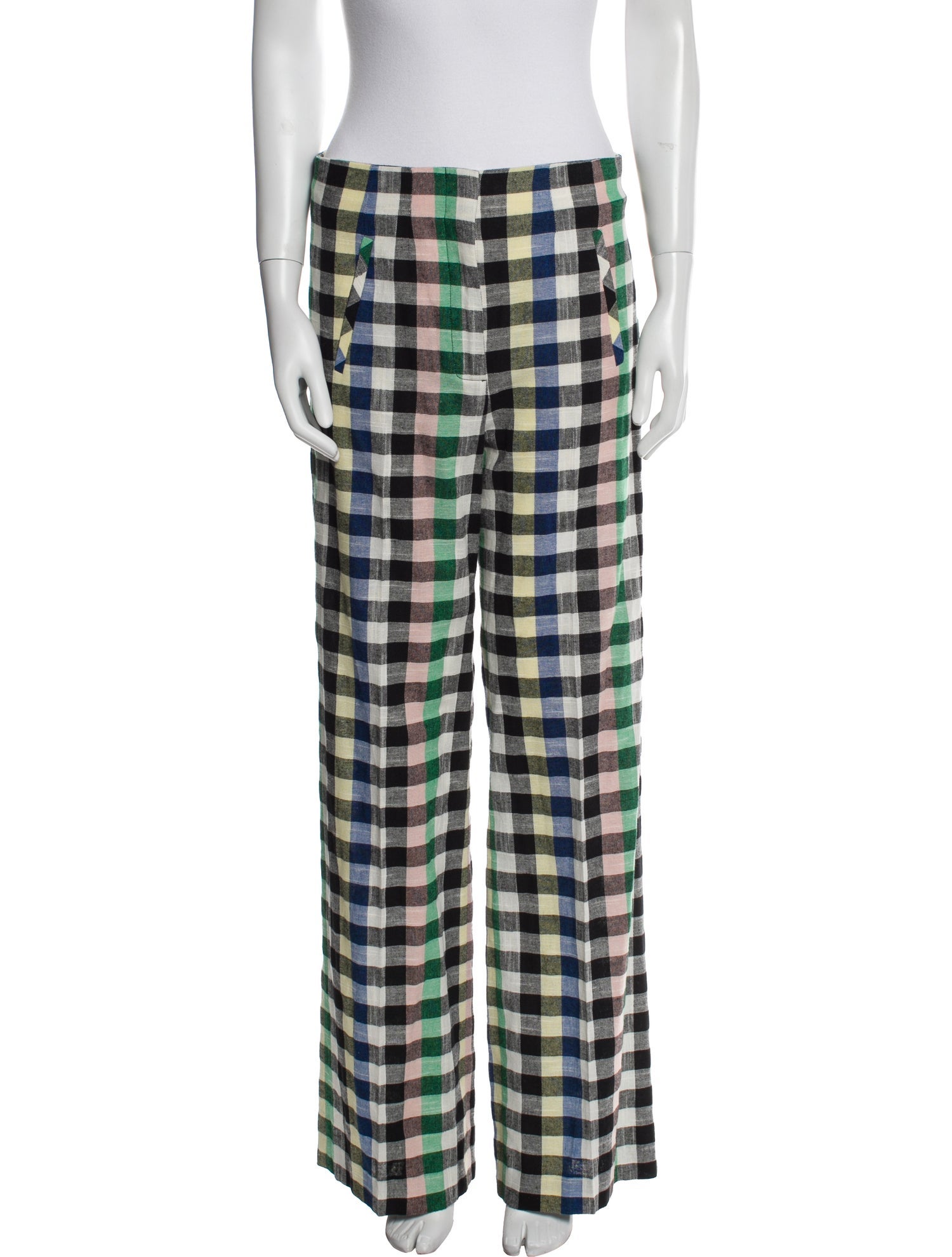 Veronica Beard Plaid Print Wide Leg Pants